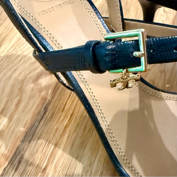 Tory Burch Black Leather Penelope Slingback Heels - Picture 5 of 7